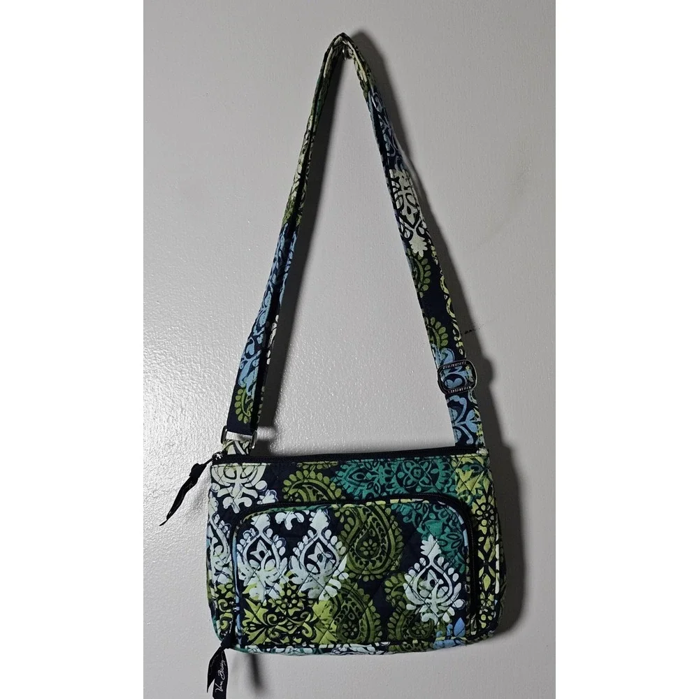 Vera Bradley Caribbean Sea Triple Zip Hipster Paisley Crossbody Shoulder Bag